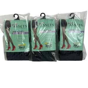 Spanx Love Your Assets 3 PACK Textured Shaping Tights Black Size 2 NEW